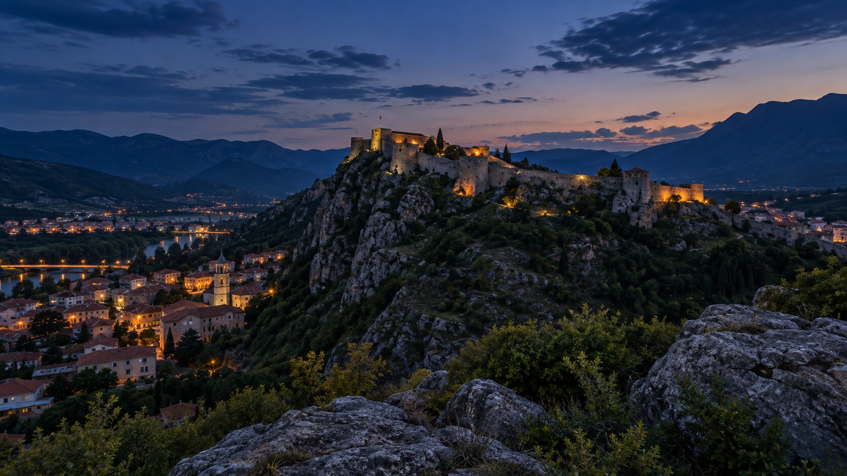 Noćna fotografija Knina